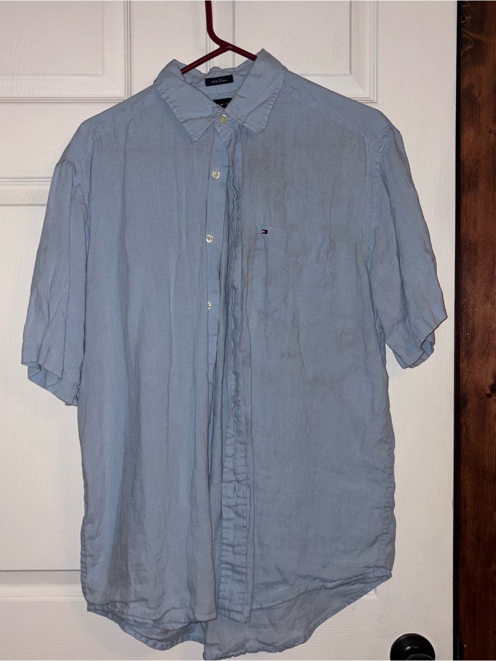 Tommy Hilfiger Pale Blue Short-Sleeve Button-Down Shirt